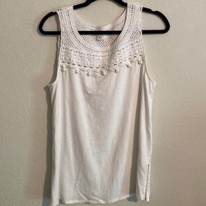 White Crochet Boho Flowy Tank Top